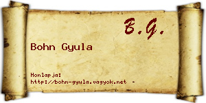 Bohn Gyula névjegykártya